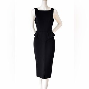 Emilio Pucci Black Peplum Dress | Designer Pencil Midi Dress